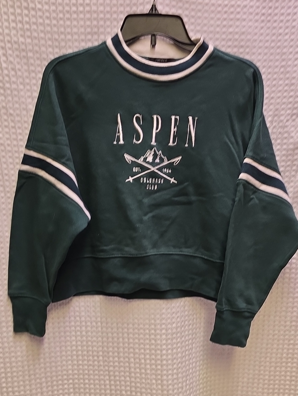 Forever 21 Green Ribbed Crewneck Sweatshirt - Small